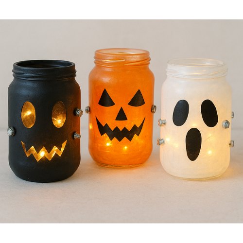 Set 2 Lanterne Fai Da Te Per Bambini Con Asta LED - Per S. Martino, Halloween E Natale, PVC Morbido